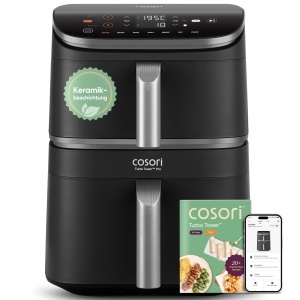 Friteuza Cosori Turbo Tower 108L Smart Dual Blaze Ceramica WLAN