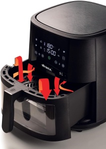 Friteuza cu aer Ariete 4630 9 l, 1500 W, capacitate 9 l, 8 programe, functie grill, pana la 3,5 kg prajituri, temperatura pana la 200 degC, cos transparent, negru - Img 3
