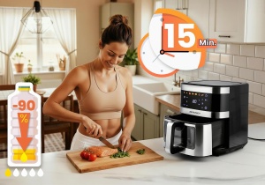 Friteuza cu aer cald Berdsen XXL 9,1L 1700W cu touchscreen si fereastra vizibila - Img 9