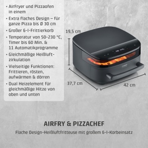 Friteuza cu aer cald CASO AirFryPizzaChef, 6L, Dual-Heating, Design compact - Img 2
