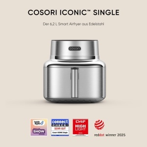 Friteuza cu aer cald COSORI ICONIC, 6.2L, Inox, PFAS Free - Img 2