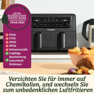 Friteuza cu aer cald Cuisinart XXL 10.4L, 2400W, 2 camere de 5.2L - Img 3