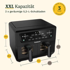Friteuza cu aer cald Cuisinart XXL 2 zone 52L x 2 Functie 6-in-1 Negru - Img 10