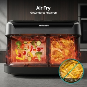 Friteuza cu aer cald Hisense 11L, 2700W, 2 zone, touchscreen - Img 8