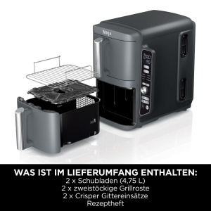 Friteuza cu aer cald Ninja Double Stack XL, 9.5L, 6 functii, gri - Img 2