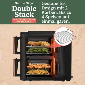 Friteuza cu aer cald Ninja Double Stack XL SL400EUCP 95L NegruCupru 6 functii 2 sertare - Img 3