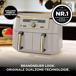 Friteuza cu aer cald Ninja Dual Zone, 9,5 L, 6-in-1, Stone Gold - Img 2