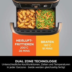 Friteuza cu aer cald Ninja Foodi FlexDrawer AF500EUCP, 10.4L, Negru Cupru - Img 7