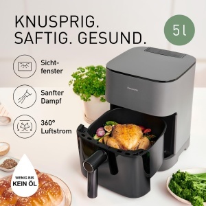 Friteuza cu aer cald Panasonic NF-CC500 5L 11 programe abur suplimentar gri mat - Img 3