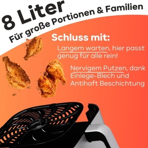Friteuza cu aer cald ProfiCook PC-FR 1269 H, 8L, 1800W, inox - Img 3