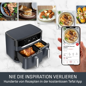Friteuza cu aer cald Tefal Dual Easy Fry XXL EY942B, 11 L, 2700 W, 7 programe, display digital - Img 5