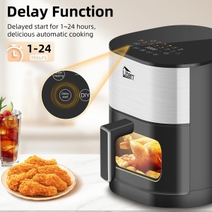 Friteuza cu aer cald Uten Dual Blaze 55L 14 programe fereastra transparenta - Img 5