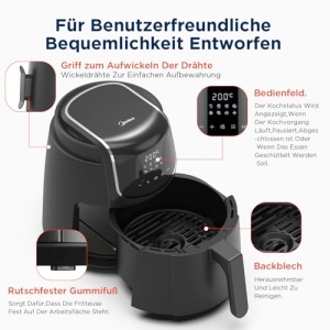 Friteuza cu aer Midea MF-CN40C2 4L friteuza cu aer fara ulei 1500W 8 moduri de gatit preprogramate 35-200degC coacere prajit gratar dezghetare alarma  - Img 12