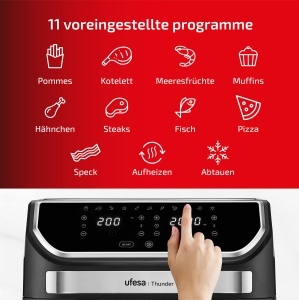 Friteuza cu aer Ufesa Thunder 2 camere, 11 programe, 9 litri, 2 compartimente mari de prajire, 2 zone de gatit independente, 1700W, control digital, acoperire antiaderenta, exclusiv - Img 5