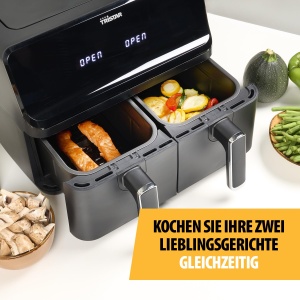 Friteuza digitala cu aer Tristar cu cos dublu - Capacitate 2 x 4 L - 2700 W - 8 programe - Temperatura reglabila pe cos, negru, FR-9026, negru - Img 4
