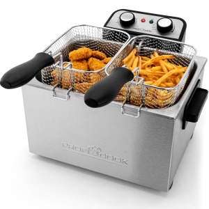 Friteuza dubla ProfiCookr Friteuza cu 2 cosuri mici si 1 mare Friteuza dubla cu tehnologie de zona rece Friteuza cu capacitate de 5L si recipient deta