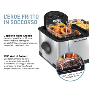 Friteuza electrica Elite Gourmet EDF-401T, 4,2 l, 1700 W, inox - Img 2