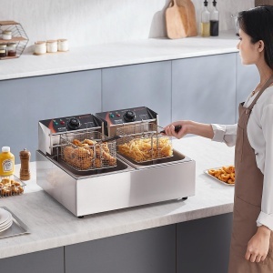 Friteuza Electrica VEVOR 24L 3000W Dubla Inox Control Termostatic - Img 8