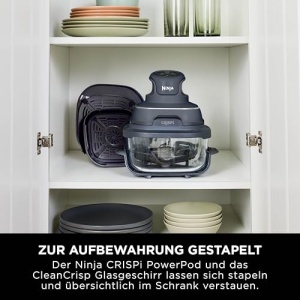 Friteuza portabila cu aer Ninja CRISPi 38 L 4 in 1 prajire cu aer prajire pastrare calda recrispare compacta 6 portii 2 recipiente si capace detasabil - Img 15