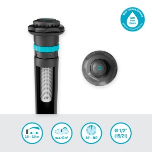 Gardena Sprinklersystem MD40 Pop-Up pentru Iarba 40 m2 Duze Rotative Reglare 80-360deg - Img 2