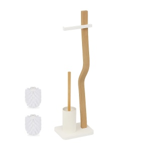 Garnitura WC Relaxdays, 78.5 x 23 x 18 cm, AlbNatural, Metal si Lemn