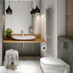Garnitura WC Relaxdays, suport hartie si perie, 75x18,5x18,5cm, negrunatur - Img 5