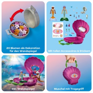 Geanta de mana PLAYMOBIL 72105 cu 2 sirene, accesorii cosmetice, pentru copii 4 - Img 5