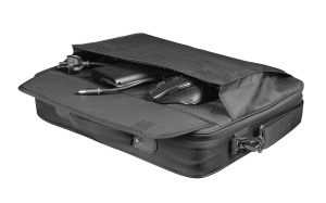 Geanta ecologica pentru laptop Trust Atlanta din material reciclat de pana la 15,6 inci, geanta sustenabila cu curea de umar si buzunare pentru depozitare, pentru calatorii, afaceri, birou, scoala - Negru - Img 6