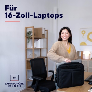 Geanta pentru laptop Trust Primo 16 inch, geanta cu curea de umar, geanta cu captuseala interioara pentru protectie, geanta de umar pentru calatorii, afaceri, birou, scoala - negru - Img 3