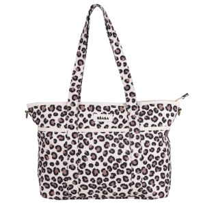 Geanta pentru scutece Beaba Madrid Modular 22L, design elegant, 11 compartimente, culoare leopard clay