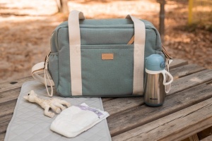 Geanta pentru scutece BEABA Paris, 16L, verde, cu 10 compartimente - Img 5