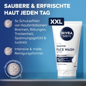 Gel de curatare pentru fata NIVEA MEN XXL Sensitive, 150 ml, pentru piele sensibila - Img 2