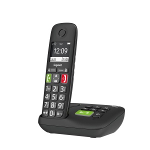Gigaset E290A - Telefon fara fir pentru seniori cu robot telefonic si butoane mari - afisaj mare, butoane de selectare a destinatiei pentru numere importante, functie de amplificare pentru ascultare foarte tare, negru