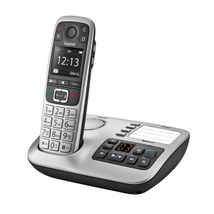 Gigaset E560A - Telefon DECT fara fir pentru seniori - Receptor cu robot telefonic - Afisaj color - Functie hands-free, butoane mari, Telefon cu buton SOS, Telefon analogic, platina [Versiunea germana] - Img 1