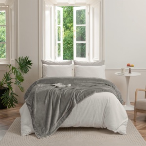 Good Nite Kuscheldecke Fleecedecke Wohndecke Decke Sherpa Sofauberwurf Couchdecke Warm Winter Weich (Grau, 130x150cm) - Img 6