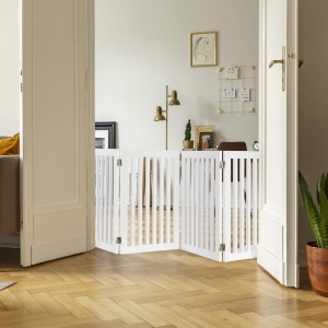 Gratar de protectie pentru caini Relaxdays, 70x206,5 cm, 4 panouri, alb - Img 2