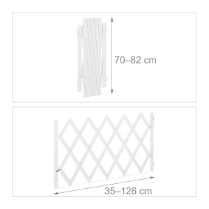 Gratar de protectie pentru caini Relaxdays, extensibil 35-126 cm, inaltime 70-82 cm, bambus, alb - Img 4