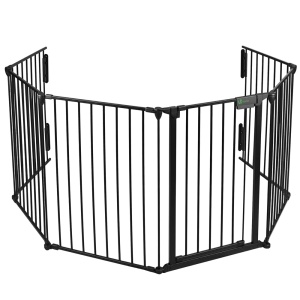 Gratar de protectie VOUNOT 360cm metalic, pliabil, cu usa de siguranta, negru