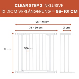 Gratar de siguranta hauck Clear Step 2 cu extensie de 21 cm, alb - Img 2