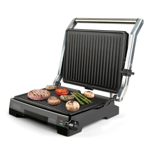 Gratar electric BlackDecker BXGR2200E, 2200W, placi antiaderente, deschidere 180, control temperatura