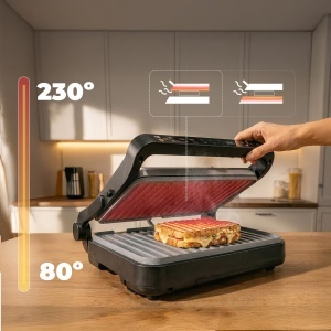 Gratar electric Cecotec RocknGrill 2000 PerfectCook, 2000 W, 30x23 cm, inox - Img 5