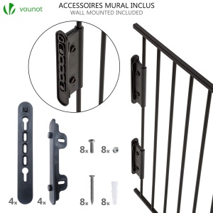 Grilaj de protectie pentru semineu VOUNOT, 5 elemente, metal, negru, 300x75 cm - Img 7