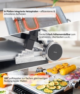Grill electric Genius Chef, inox, 6 accesorii, 10 functii automate - Img 7