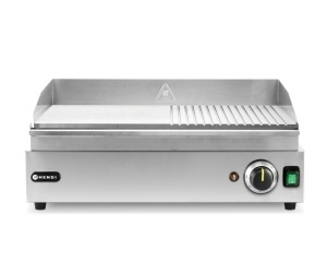 Grill electric HENDI cu suprafata de gatire semi-grillata si semi-galata, 2400W, 300C