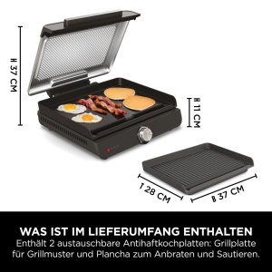 Grill electric Ninja Sizzle GR101EU, 260C, antiaderent, gri - Img 2