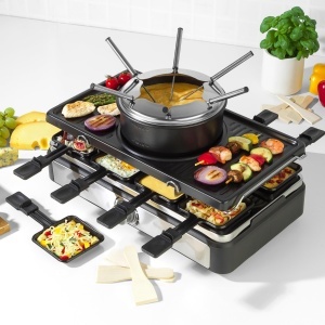 Grill electric si fondue Salter 2-in-1 1400W 8 tavi antiaderente 13L temperatura ajustabila - Img 2