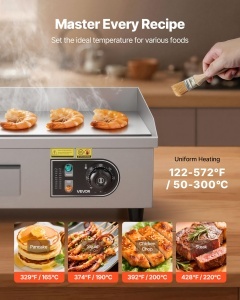 Grill electric VEVOR 2800W, suprafata 45x30 cm, temperatura reglabila 50-300C - Img 4