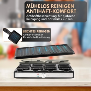 Grill Raclette Clatronic RG 3757 pentru 8 persoane, 1200-1400 W, cu placa detasabila - Img 6