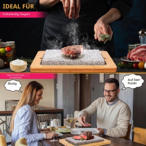 Grillplatte NutriChef Granitstein 38x27 cm, Antihaft, 290C, Bambus - Img 4