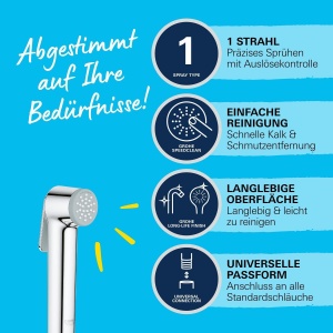 GROHE Vitalio 26351000 Dus Bidet Crom cu Suprafata Durabila si Sistem Anticalcar - Img 3